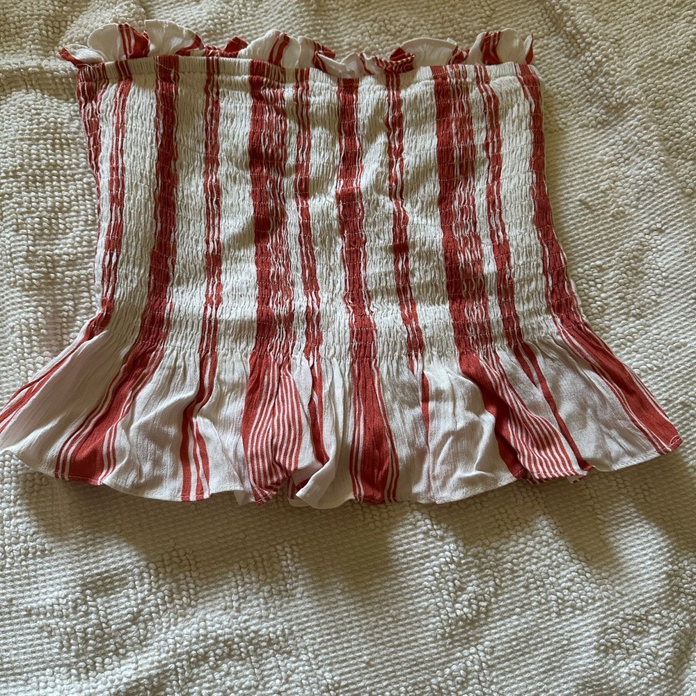 Red and White Striped Women's Tube Top (can also be worn as skirt)